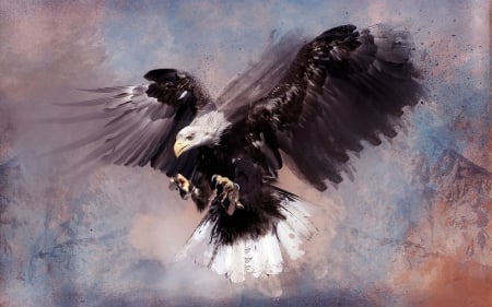 eagle - painting, eagle, animals, artwork, birds