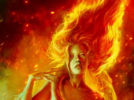 Phoenix - fire, phoenix, fantasy, woman