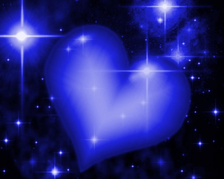 blue heart - stars, blue, 3d, heart, big