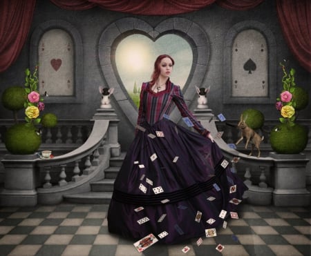 Fae in Wondeland - lady, fantasy, cards, wonderland