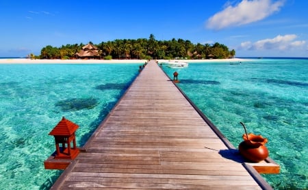 Lovely Seychelles - nice, beach, sky, tropics, water, clear, path, wind, crystal, clouds, ocean, seychelles, summer, tropical, lovely, exotic, nature, beautiful, island, breeze, sea