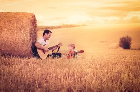 Father and son - sunset, photo, son, father