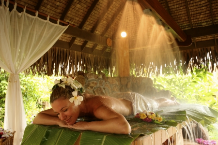 Beach Spa in Bora Bora - beach, peace, islands, water, relaxing, polynesia, luxury, bora bora, massage, island, spa, shower, tahiti, zen, relax