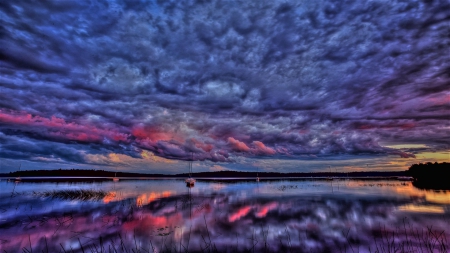 miraculous -reflection - clouds, reflection, purple, beautiful