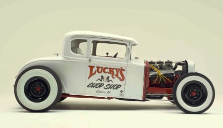 White Hotrod - Rod, Whitewalls, Classic, Luckys