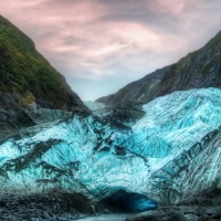 wondrous cave at the tip of a glacier