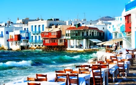 City - blue, sea, city, houses, photo, bar