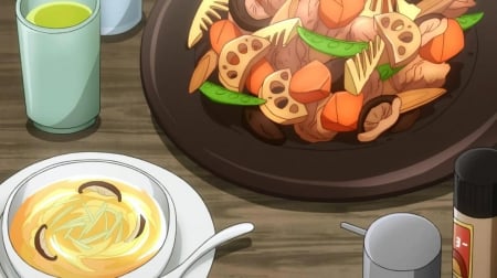 â™¡ Food â™¡ - spoon, object, nice, beauty, soup, delicious, anime food, pretty, anime, food, yummy, vegetable, items, hungry, objects, lovely, taste, item, beautiful, sweet, plate