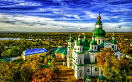 Church - city, green, church, photo