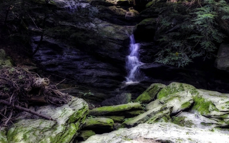 Waterfall, HDR - nature, hdr, waterfall, rocks