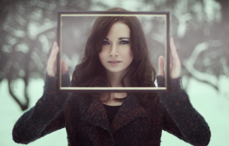 Frame - beauty, frame, woman, model