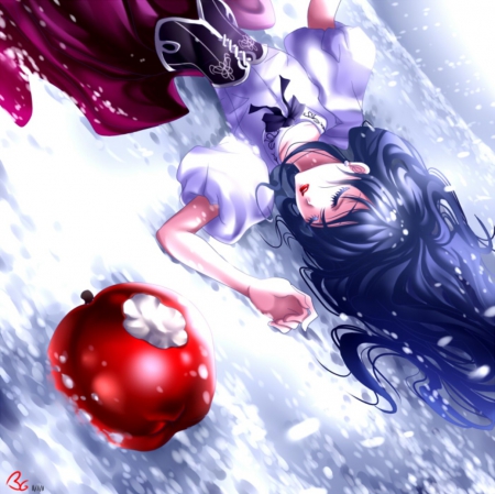 Fairest of them all - anime, girl, apple, snow