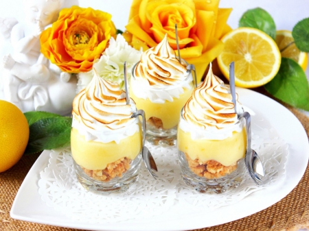 Lemon desserts - food, flowers, desserts, lemon