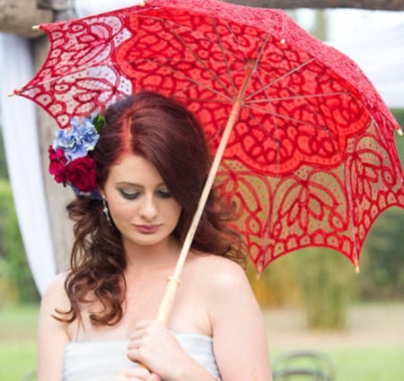 lace beauty - red, model, fashion, beauty, lace