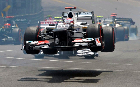 Airborne - formula 1, airborne, car, raceway