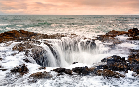 Thor's Well, Cape Perpetua, Oregon - Ocean, Rocks, Nature, Pacific