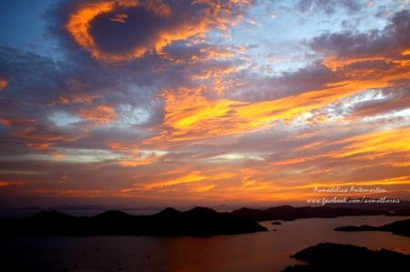 Sunset - skies, sunset, nature, blue, beauty, orange, sky