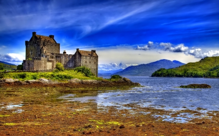 Castle - photo, sky, castle, river