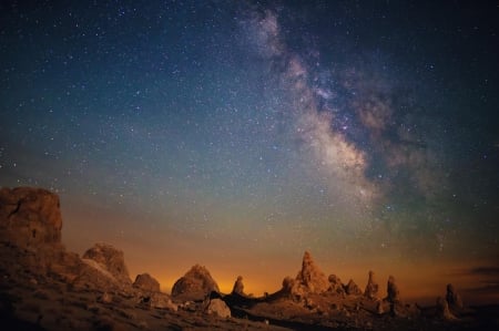 Milky Way - space, fun, Milky Way, mountains, stars