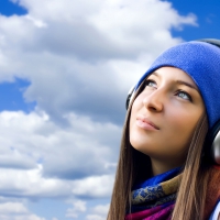 Hot girl with headphones 