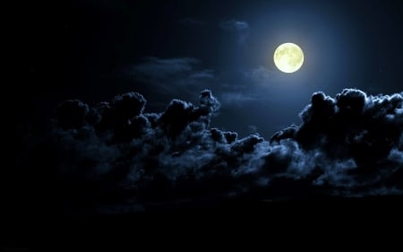 Moon in the night - moon, nature, hd, sky, clouds, night, earth