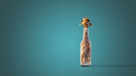 Giraffe - animal, bottle, Giraffe, ears