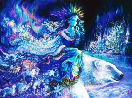 Polar Queen - bear, ice, rabbits, fairy, wolves