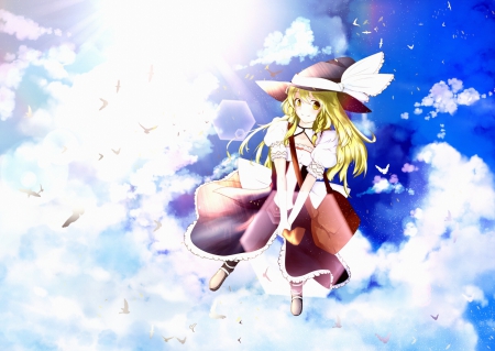 Fly away  - anime, witch, girl, fly