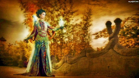 Fantasy Woman - fantasy, trees, magic, woman