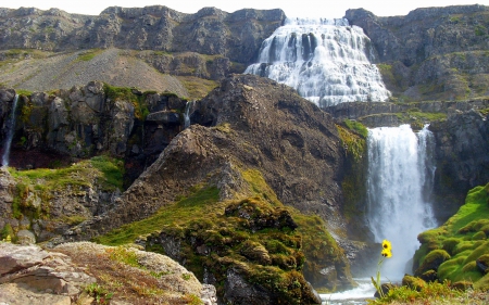 Dynjandi Falls, Iceland - nature, mountains, iceland, waterfall