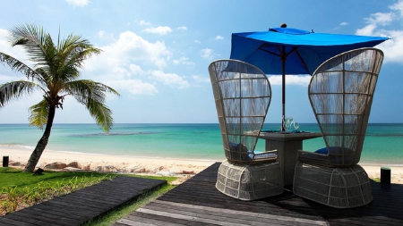 Table for Two on the Beach - beaches, photography, table for two, nature