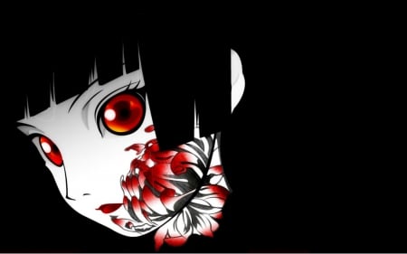 mitsuganae - girl, anime, jigoku shoujo, red eyes