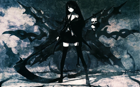 black rock shooter - black rock shooter, anime, rock, girl, cool