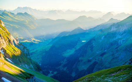 BEAUTIFUL DAWN - mountains, fog, sunshine, valley