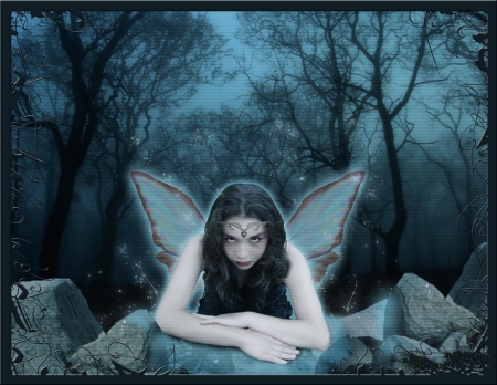 THE NIGHT FAIRY - FOREST, WINGS, FAIRY, FEMALE, NIGHT