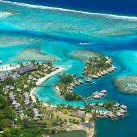 Aerial View over Moorea Island Polynesia