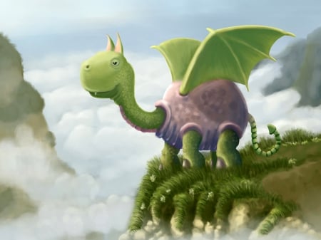 Dragon - animated, dragon, wings, cartoon