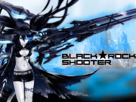 Black rock shooter - Cute, anime, black hair, girl, brs