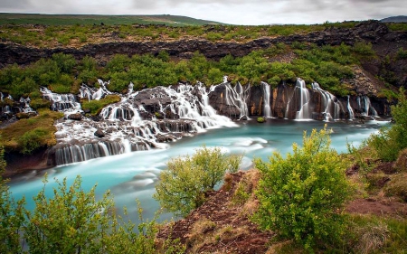 Waterfalls Galore - Trees, River, Nature, Waterfall