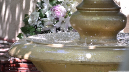 Fountain - water, fountain, sweet, flowers