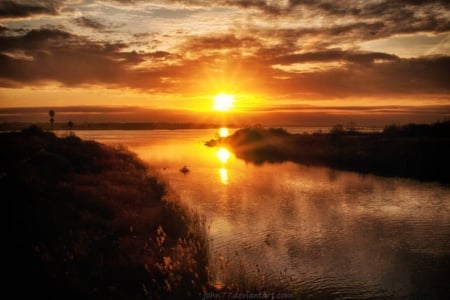 Sunset - nature, sky, golden, sunset