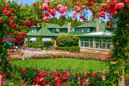 House - trees, flowers, house, garden, photo