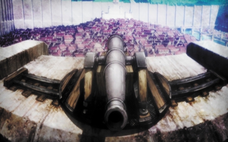 shingeki no kyojin - cannon, scene, anime, shingeki no kyojin