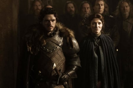 Game of Thrones - Robb & Catelyn Stark - a song of ice and fire, thrones, hbo, fantasy, game, robb, westeros, medieval, house, game of thrones, skyphoenixx1, george r r martin, got, wallpaper, tv show, show, picture, entertainment, catelyn, essos, stark, fantastic