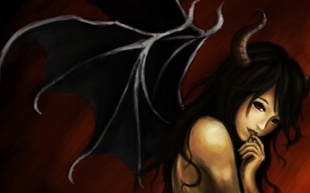 cute Vampire - vampire, widescreen, painting, wings, cute, dark