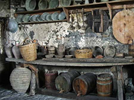 Old Kitchen - barrel, old, old kitchen, barrels, kitchen