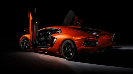 Aventador open - speed, car, design, aventador, hd, orange, lamborghini, performance