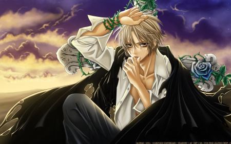 Giou Yuki - pretty, anime, guy, emotional, boy, male, short hair, nice, sky, serious, lovely, cool, sweet, handsome, sinister, cloud, sexy