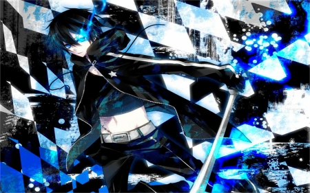 black rock shooter - boy, sword, black rock shooter, anime