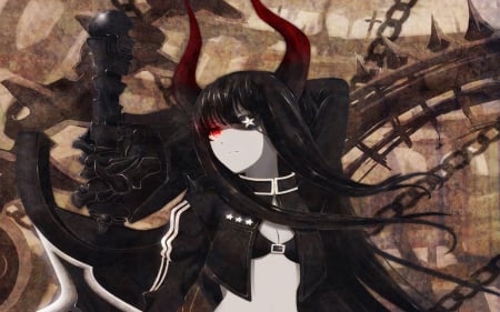 Gold saw - girl, black rock shooter, anime, gold saw